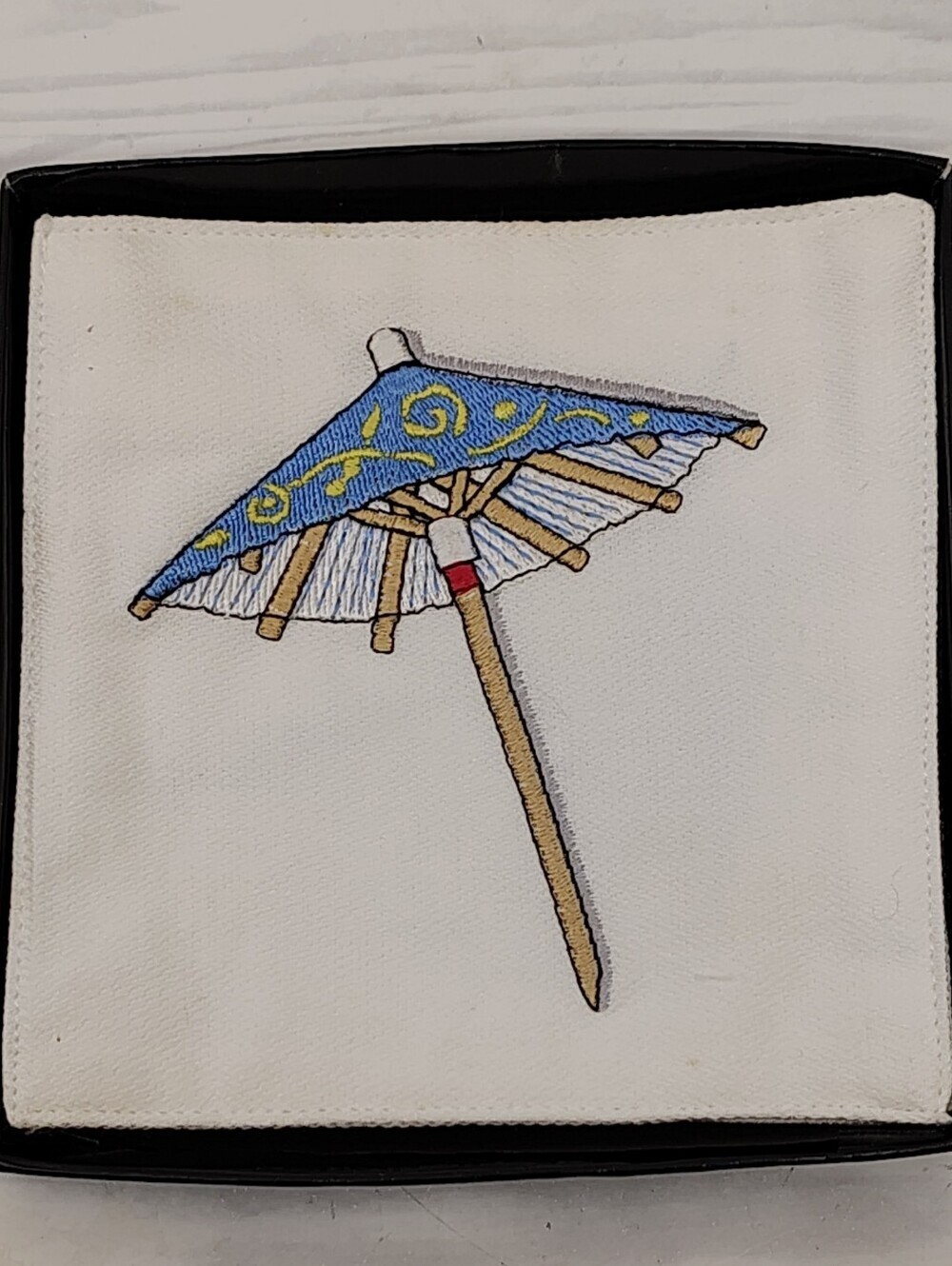 Free w/ Purchase Crate&Barrel Cocktail Embroidered Coasters Umbrella